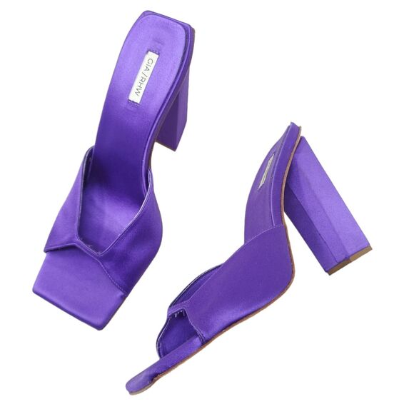 Gia Borghini Shoes - Gia Borghini RHW Womens Sandals Rosie 14 Purple Satin Block Heel EU 40 US 10